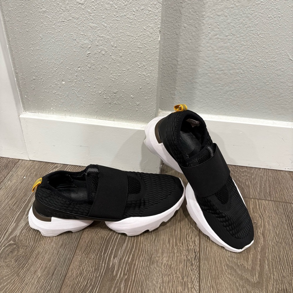 Sorel Black Slip-On Shoes with White Accents